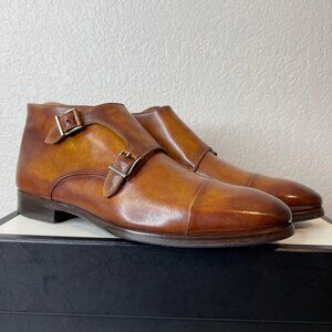 Magnanni 18551 Double Monk Strap Cap Toe Brown Ankle Boots Men's 8.5/US 9 D